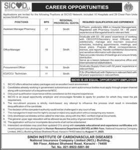 Latest SICVD Hospital Jobs in Sindh Citizens July 2025