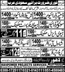 Latest Jobs in Saudi Arabia Dumper Driver, Traila Driver & Other