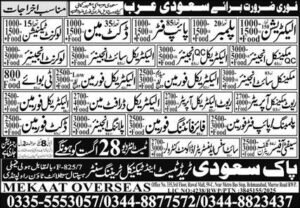 Latest Jobs in Saudi Arabia for Pakistani Citizens August 25