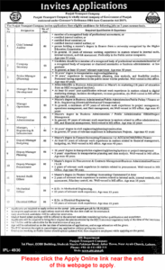 Punjab Transport Company Jobs October 2025 Apply Online