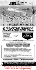 Join Pakistan Navy as PN Cadet 2025 October Online Apply