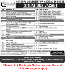 NUMS University Rawalpindi Jobs November 2025