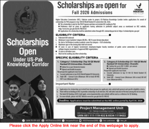 HEC Overseas PhD Scholarships Nov2025 Apply Online