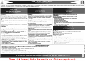 ZTBL Jobs 2025 | Apply Online Call Center Agents & Shariah Scholar Zarai Taraqiati Bank Limited Latest