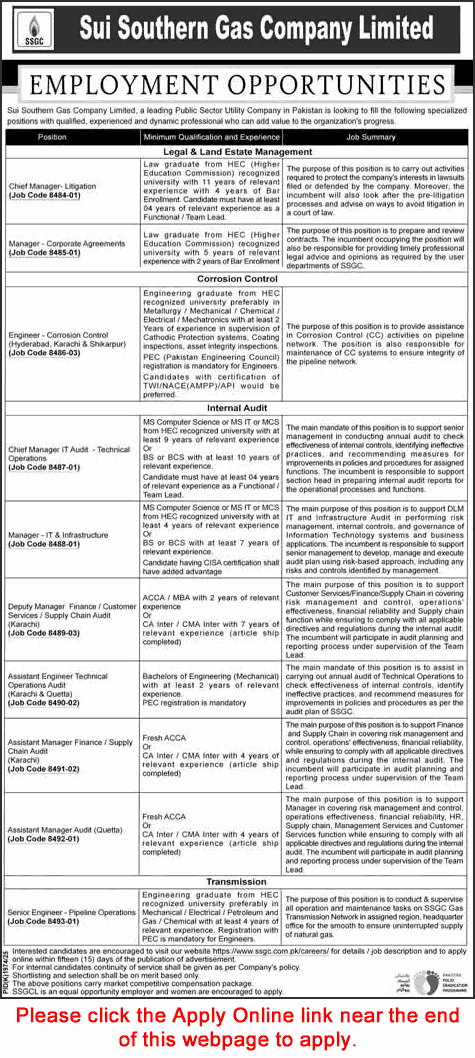 SSGC Jobs December 2025 – Apply Online for Sui Southern Gas