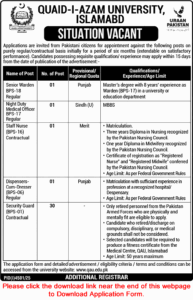 Quaid i Azam University Islamabad Jobs November 2025 DEC